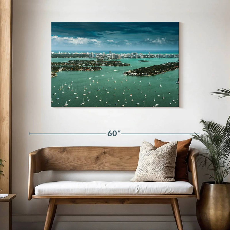 Kavia Miami Yachts Aerial View, 30" H x 45" W