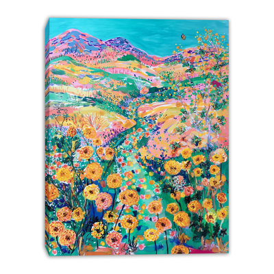 Golden Meadow Path Wrapped Canvas Wall Art