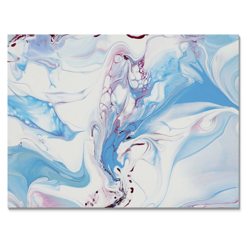 Art liquide bleu et rose II - reproduction sur toile, Toile tendue, H 34 po x l 44 po