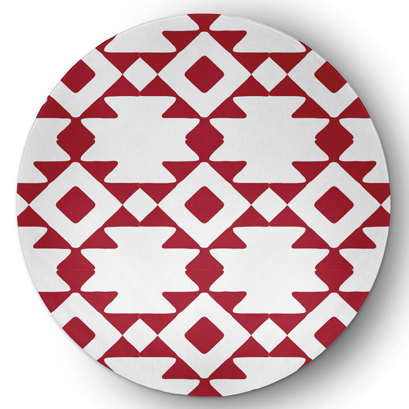 Chenille Geometric Indoor Rug, Round 5'