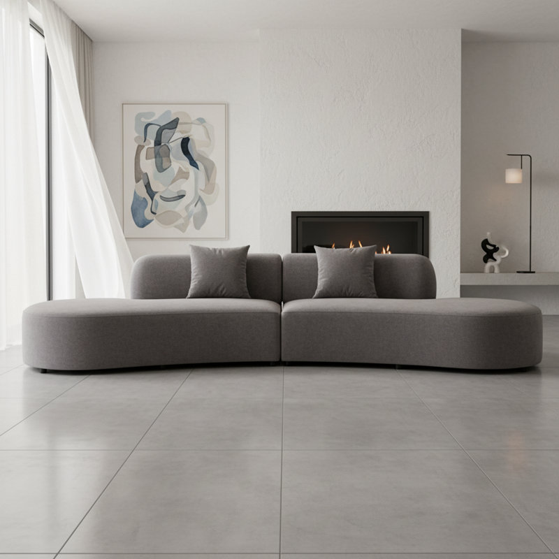 Canapé incurvé de 132,3 po de largeur, Gris