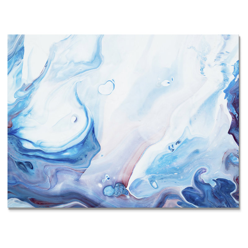 Bleu clair et rose liquide univers - reproduction sur toile, H 16 po x l 32 po, Toile tendue