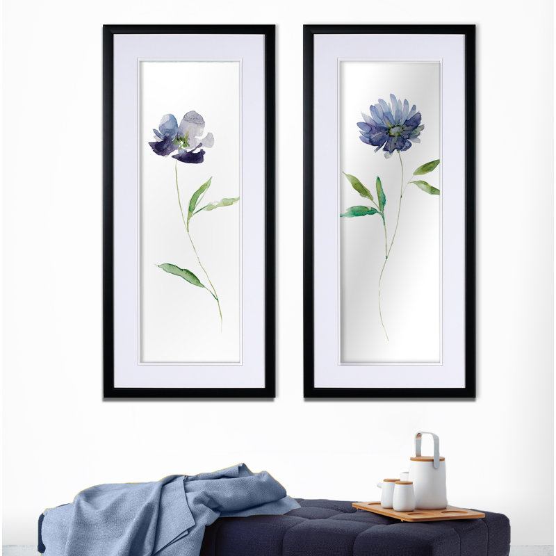 « prune jardin », ensemble de 2 reproductions de peintures à l’acrylique encadrées, Noir