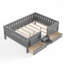 Double avec tablettes et tiroirs de rangement intégrés, conception d'escalier de sécurité et rails de sécurité de haute qualité, gris-89956220