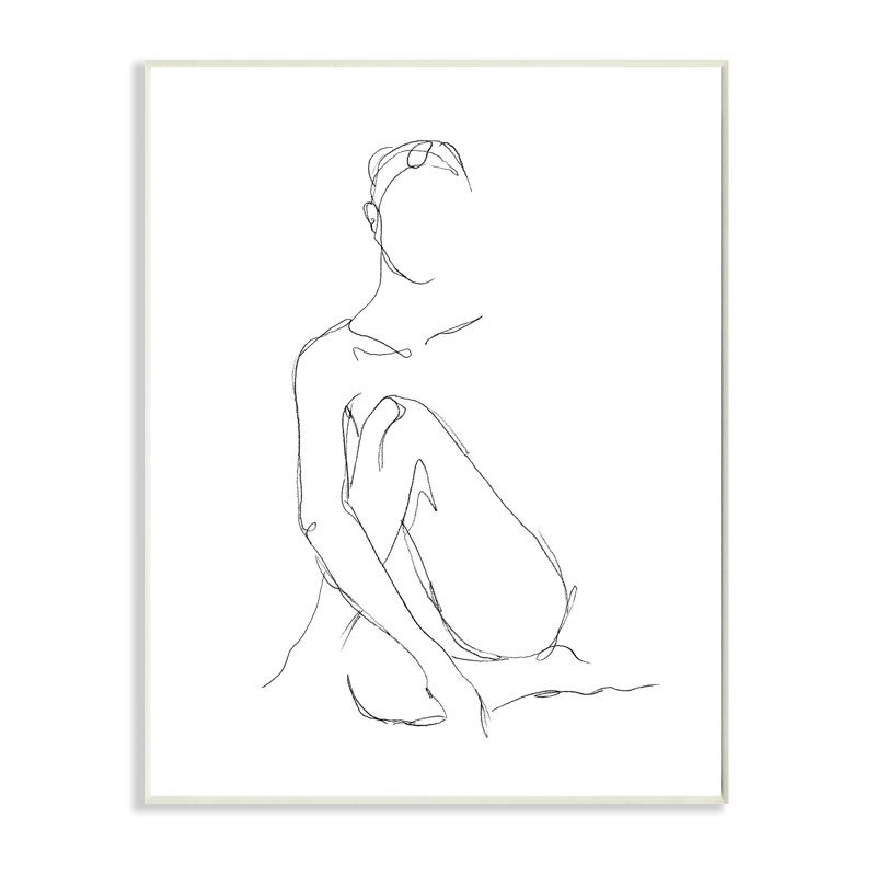Dessin de silhouette féminine minimaliste, H 19 po x l 13 po, Plaque murale
