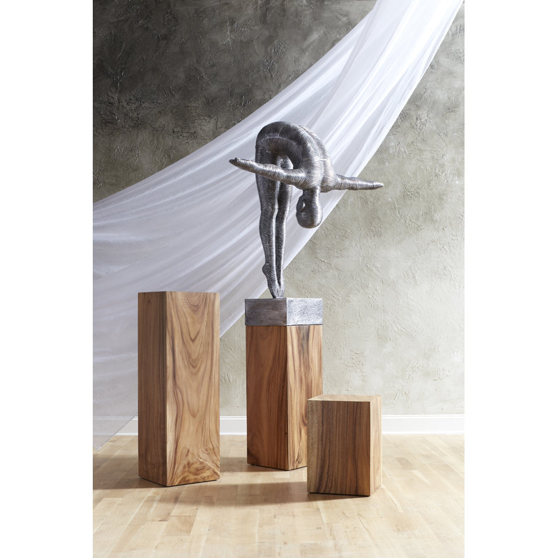 Pedestal Mitered Sculpture, 44" H x 14" W x 14" D, Brown