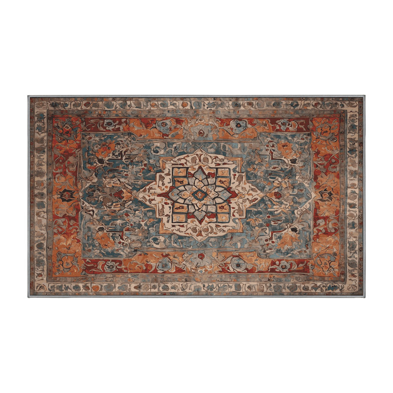 Machine Washable Brown Area Rug, Rectangle 7' x 9'