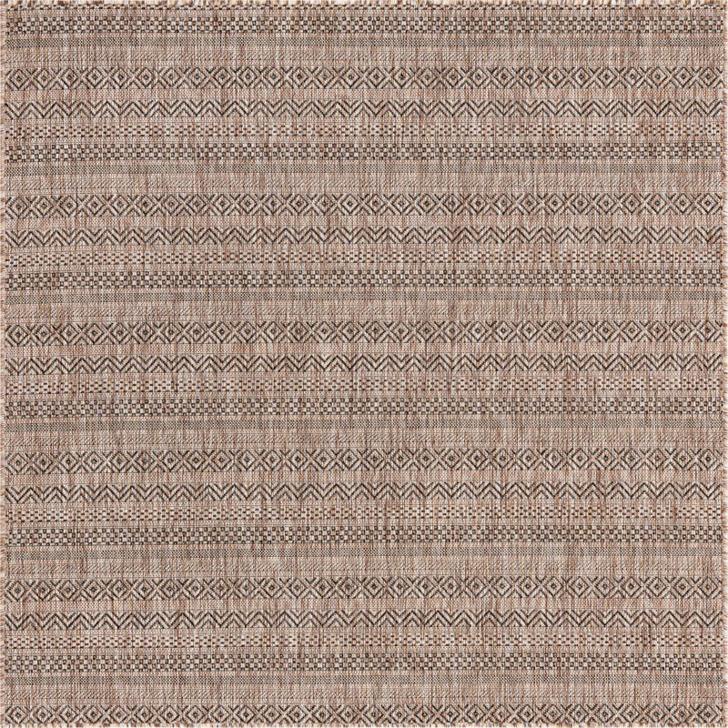 Outdoor Glimmer Area Rug Light Brown Color, Square 5'3"