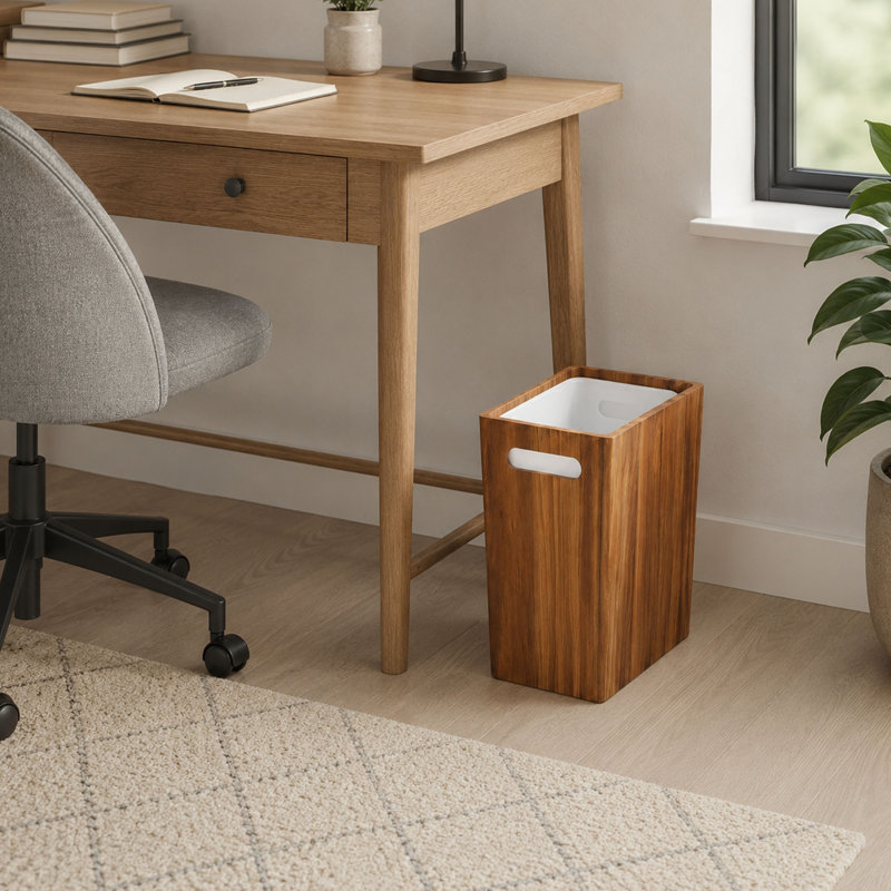 3 Gallon Solid Wood Trash Can with Removable Liner