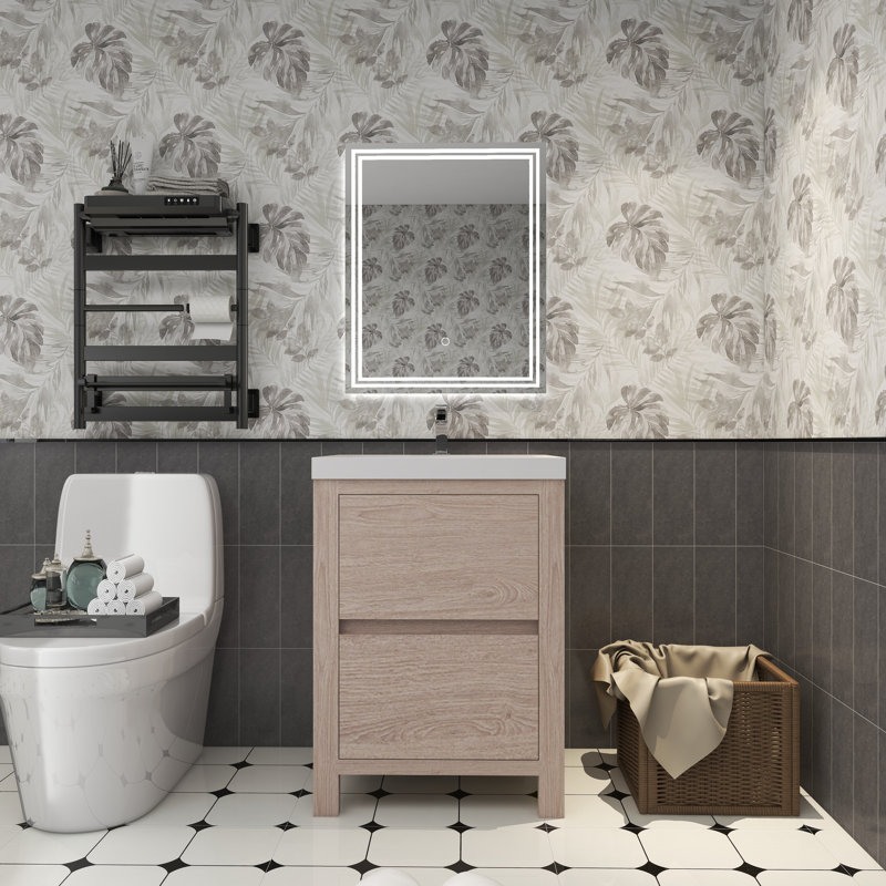 Laverock 23.5'' Single Bathroom Vanity with Acrylic Top, Pink Wood