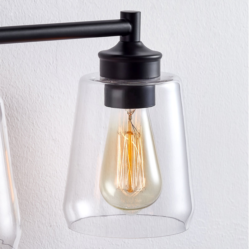 Éclairage pour meuble-lavabo en métal et verre à intensité variable Medaim, Quatre lumières, Noir, noir, noir, noir