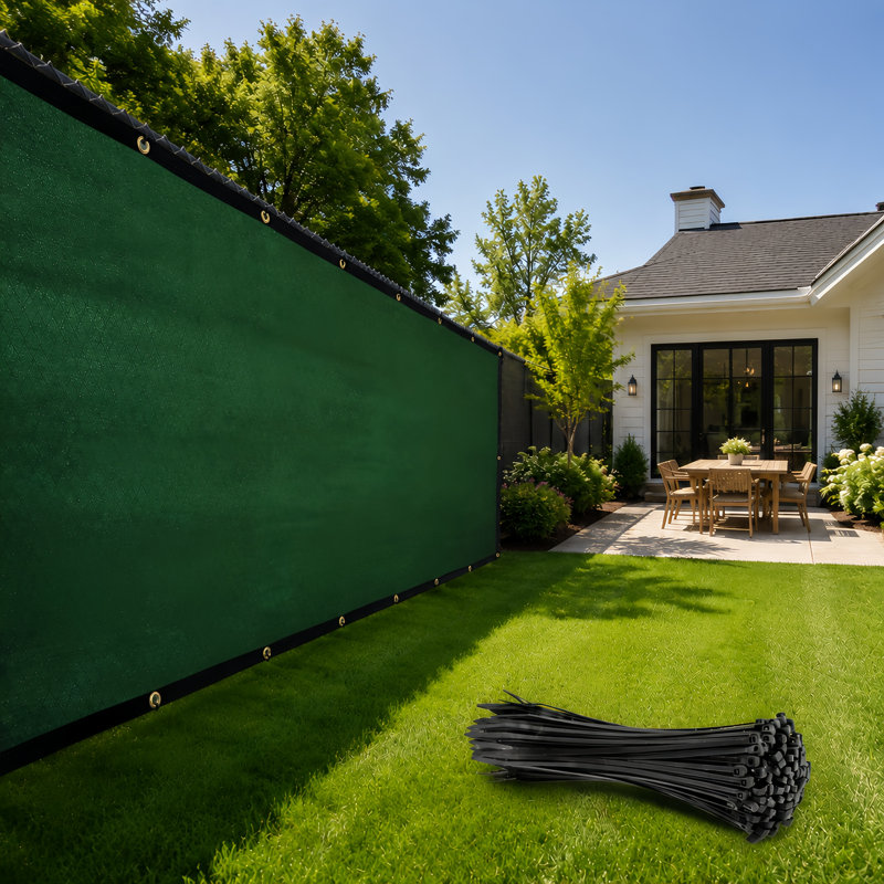 Pare-brise pour intimité avec fixations et œillets Amgo Fence, Vert, H 4 pi x l 10 pi