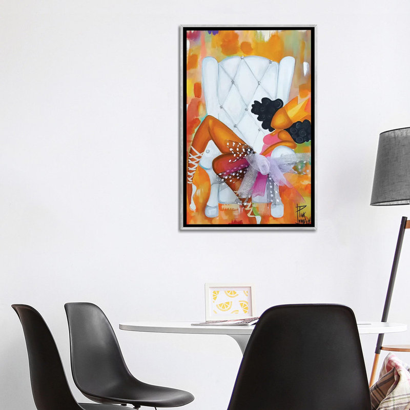 « Belle » par Pinklomein-impression d’art graphique, Toile encadrée argentée, Pas de tapis, H 40 po x l 26 po x P 1,5 po