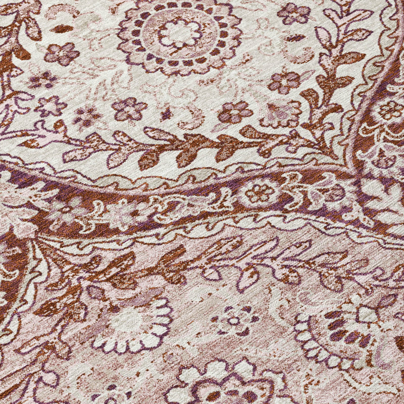Machine Washable Indoor/Outdoor Chantille ACN2698 Global Rug, 3' x 5', Pink
