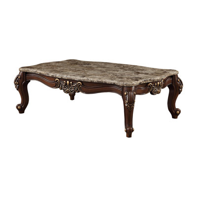 Coffee Table, Natural Marble Top & Walnut