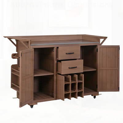 Modern Outdoor Kitchen Island with Wheels, Stainless Steel Top, and Storage, Perfect for Patio BBQ and Entertaining
