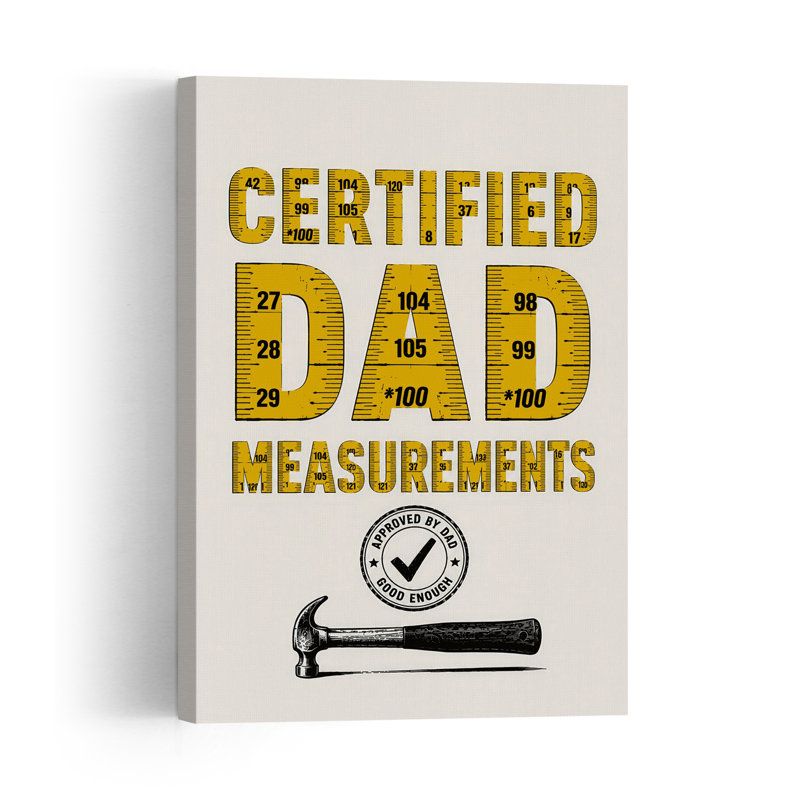 Certified Dad Measurements Retro Vintage Abstract Wall Art Print, 36" H x 24" W