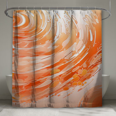 Orange Swirl Abstract Shower Curtains Extra Long