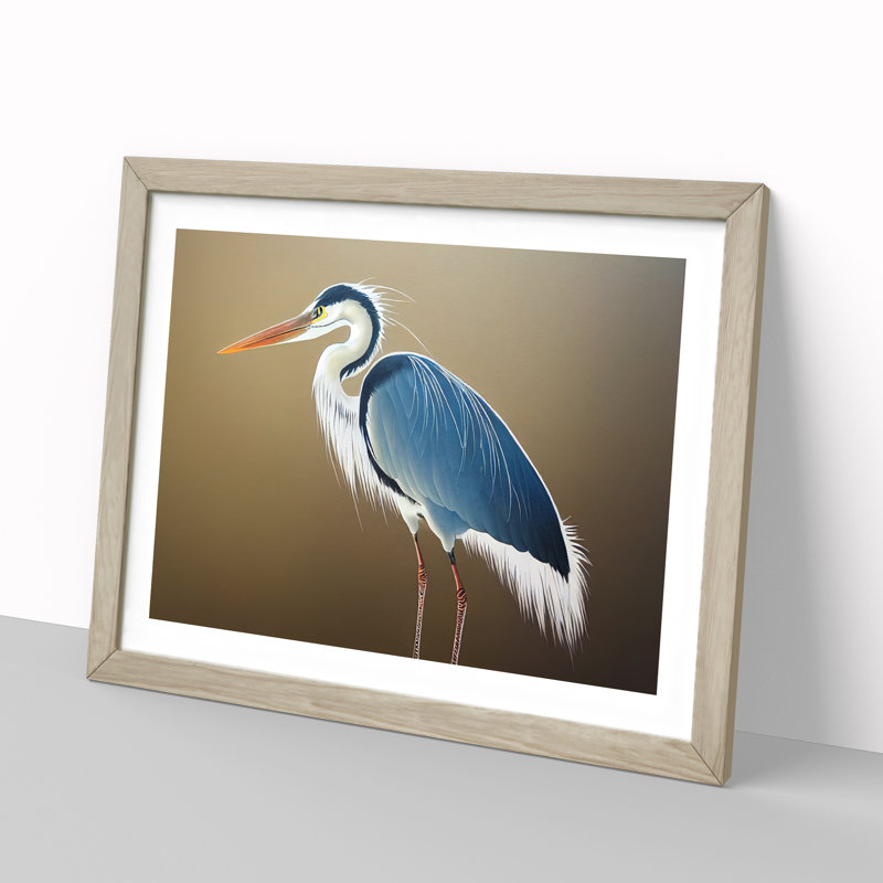 Unbeatable Heron Bird - Framed Print, 34cm H x 46cm W x 2cm D, Oak Framed