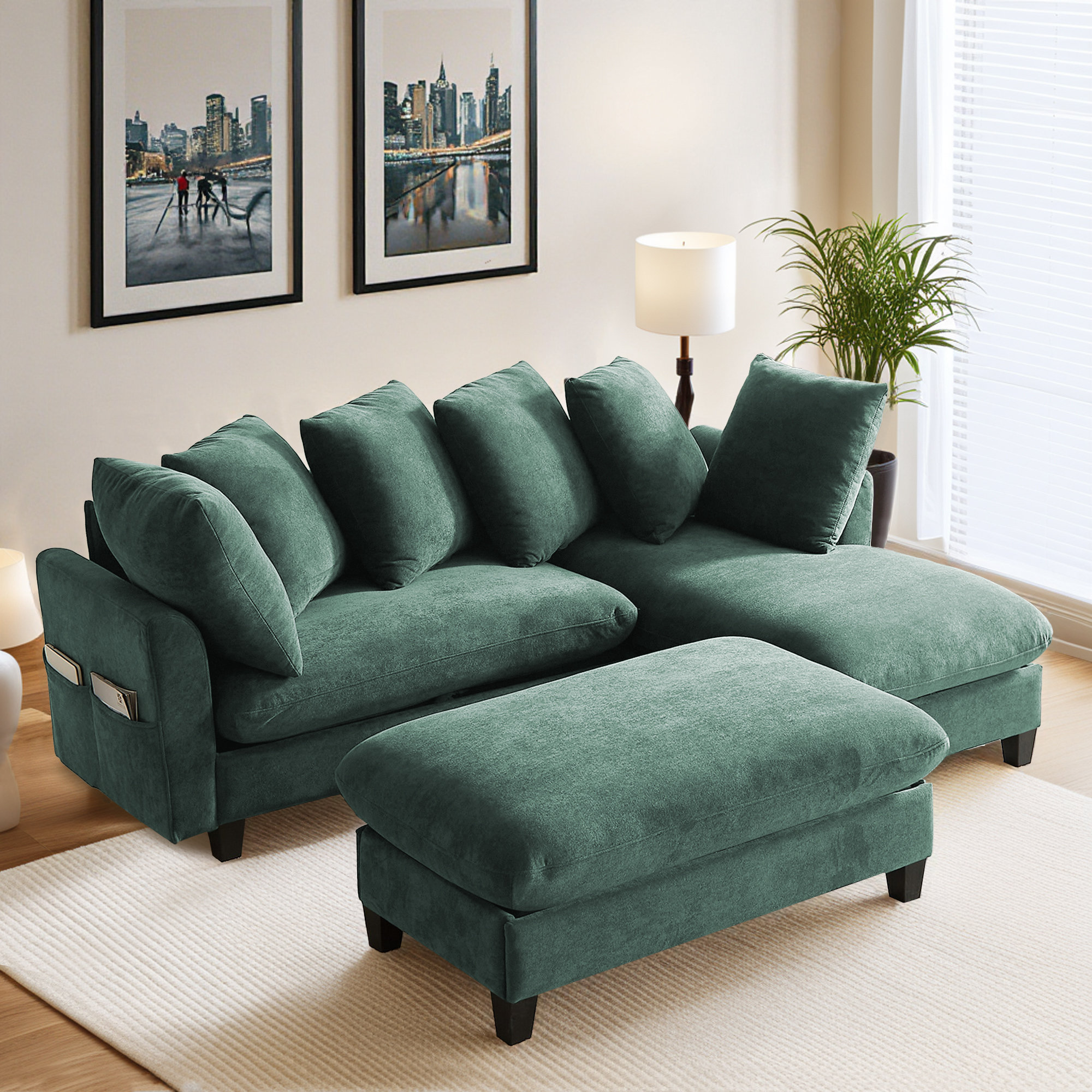 Latitude Run® 83" Upholstered L-shaped Sectional Sofa Couch Chaise with ...