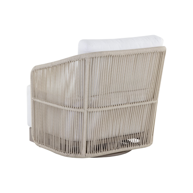 Allariz Outdoor Swivel Lounge Chair, Stinson White, Beige