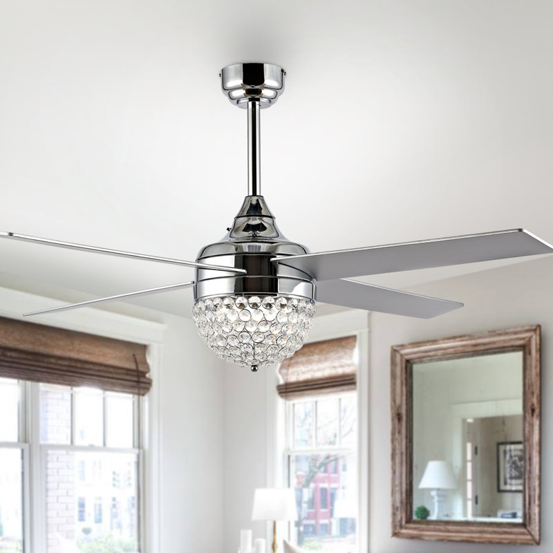 Burnside Ceiling Fan with LED Lights, Chrome