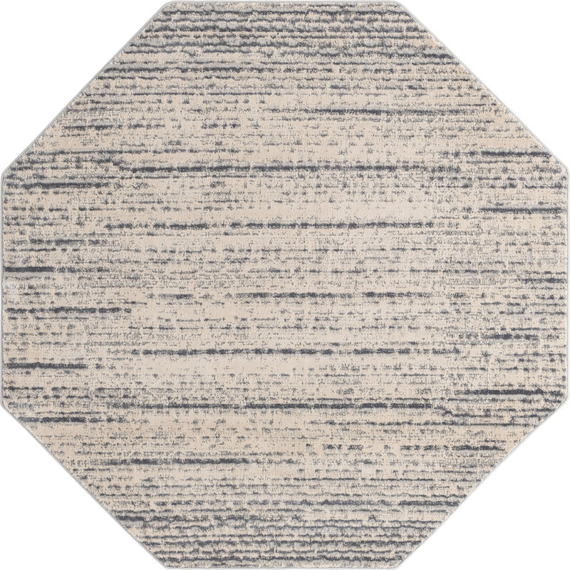 Tapis contemporain Araceli couleur océan, Octogone 6 pi x 6 pi
