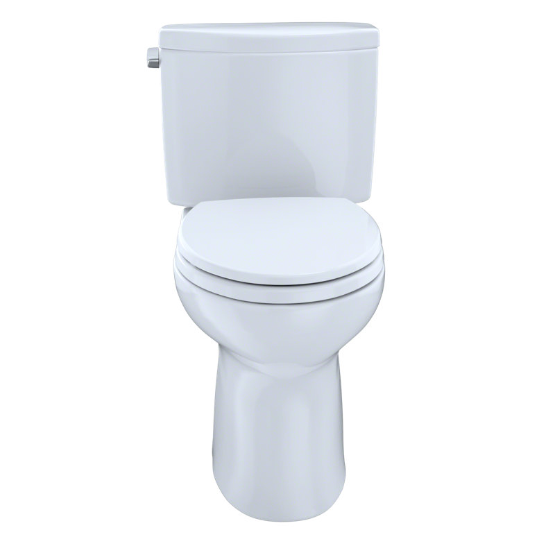 TOTO® Drake® II Two-Piece Elongated 1.28 GPF Universal Height Toilet with CEFIONTECT, Cotton White, Cotton, Left Hand Lever