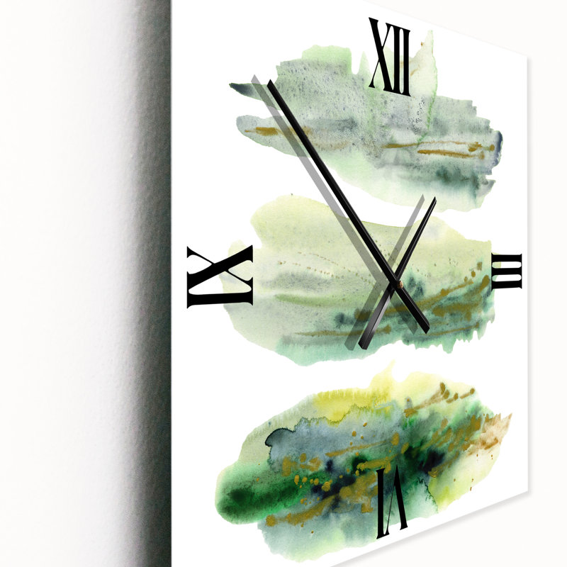 Horloge murale Golden Abstract Clouds with Points II, Moyen