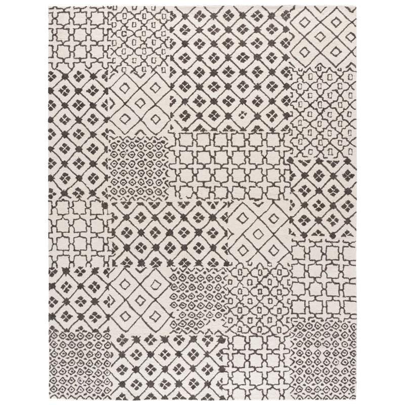 Geometric Hand-Tufted Wool and Cotton Area Rug, Rectangle 8' x 10'