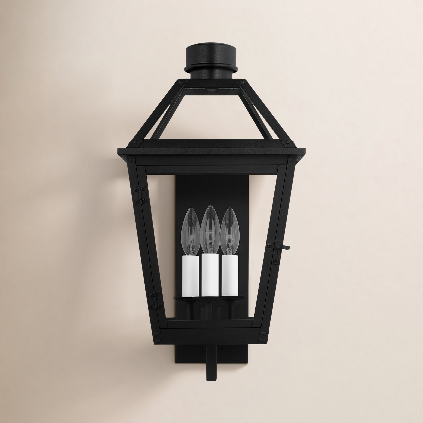 3 Light Empire Outdoor Composite Wall Light, Textured Black