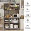 Hempel 70.9" Stand Alone Kitchen Pantry With Microwave Shelf, Wood Storage Pantry Cabinet With Removable Wine Rack, Wash Grey-2077835316