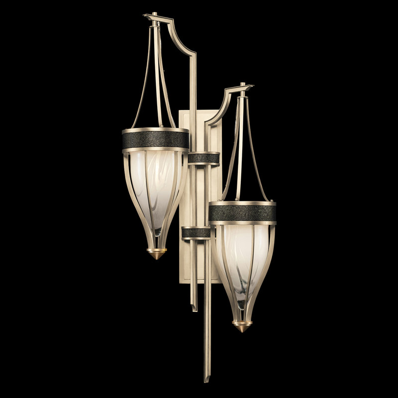 Mirage Armed Sconce, Brass/Champagne, Black Knight