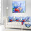 Coussin décoratif à fleurs bleues et coquelicots bleus
