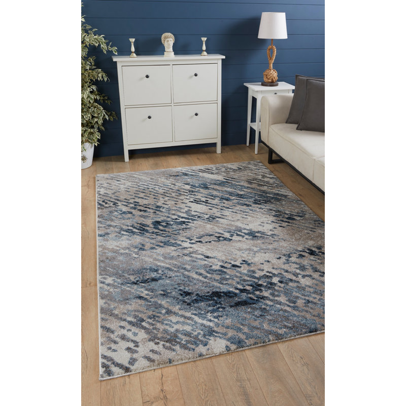 Tapis bleu / ivoire, Rectangle 7 pi 10 po x 10 pi 10 po