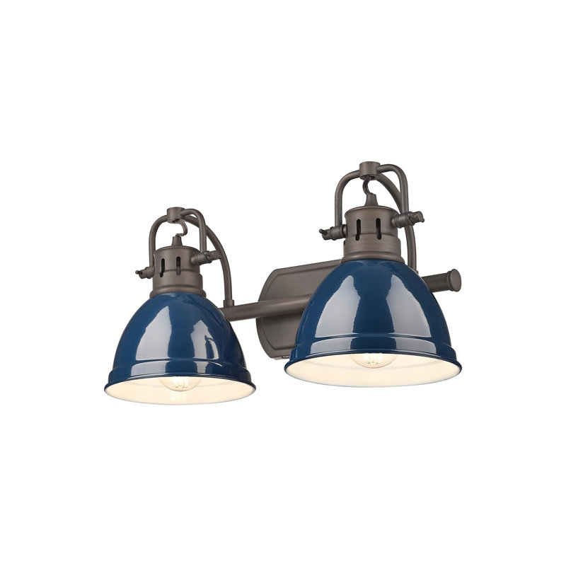 Meuble-lavabo 2 lumières Calica, Bleu marine mat, Bronze huilé
