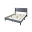 Élégant lit moderne tapissier en velours gris avec lignes épurées et tête de lit 1pc