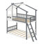 Lit superposé simple au-dessus de simple Alitta avec toit en bois, fenêtre et échelle-145791629