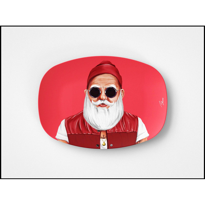 Festive Santa Claus 10x14 Inch Serving Platter, Durable and Safe for Holiday Entertaining, Made in the U.S.A.