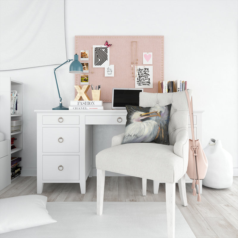 Coussin intérieur/extérieur White Egret, H 14 po x l 14 po x P 4 po