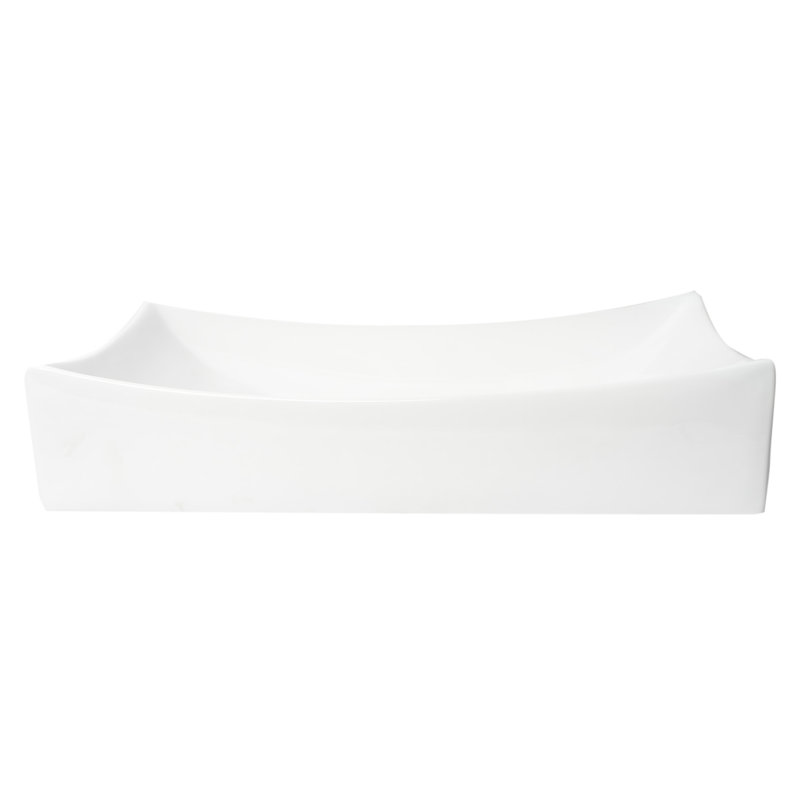 White Ceramic Rectangular Vessel Bathroom Sink