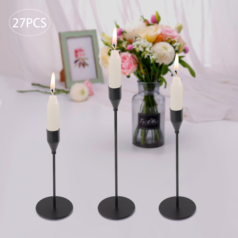 Ensemble de porte-bougie de table en métal 27 pièces, Noir