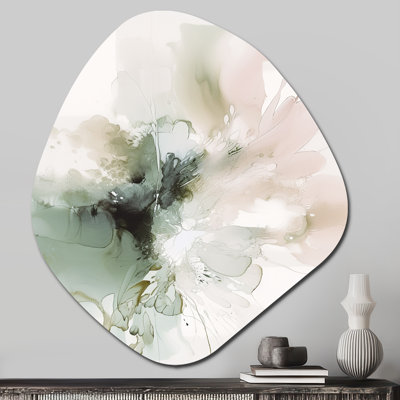 «Green and Cream Essence Of Modernity I», art mural en métal asymétrique en marbre, impression d'art moderne en forme de métal