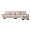 Chenille beige en forme de L de 114,5 po avec bibliothèque, rangement réversible, ports, porte-gobelet, coussins lavables amovibles, salon moderne, coussins,-1182200489-1182200491