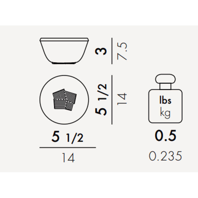 Trama Melamine Rice Bowl, Light Gray