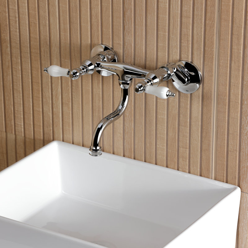 Robinet de salle de bain mural 2 trous Kingston, Chrome poli