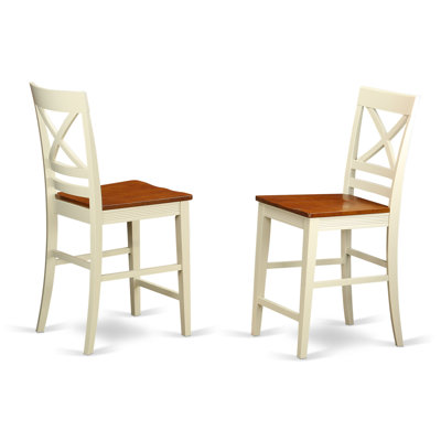 Quincy Counter-Height Barstool - Pub Height Dining Chairs, Set of 2, Buttermilk & Cherry