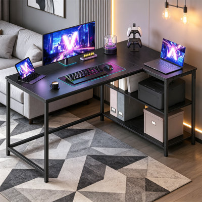 L-Shaped Metal Base Computer Desk