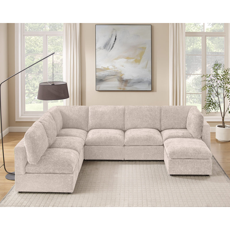 Canapé modulaire rembourré 7 pièces 7 pièces, Polyester naturel
