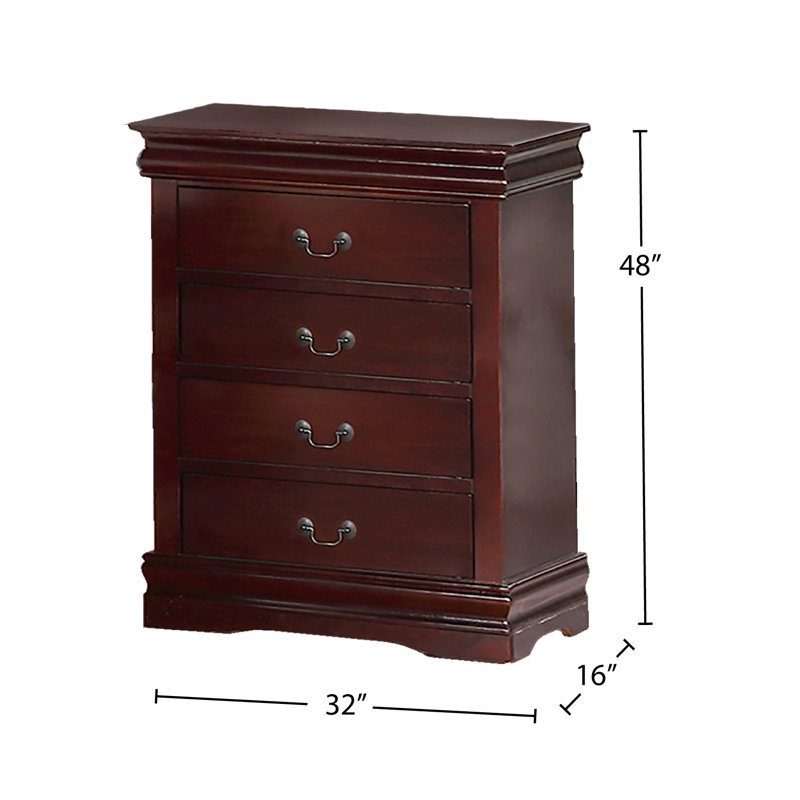 Commode 5 tiroirs Hemmer, Cerisier foncé